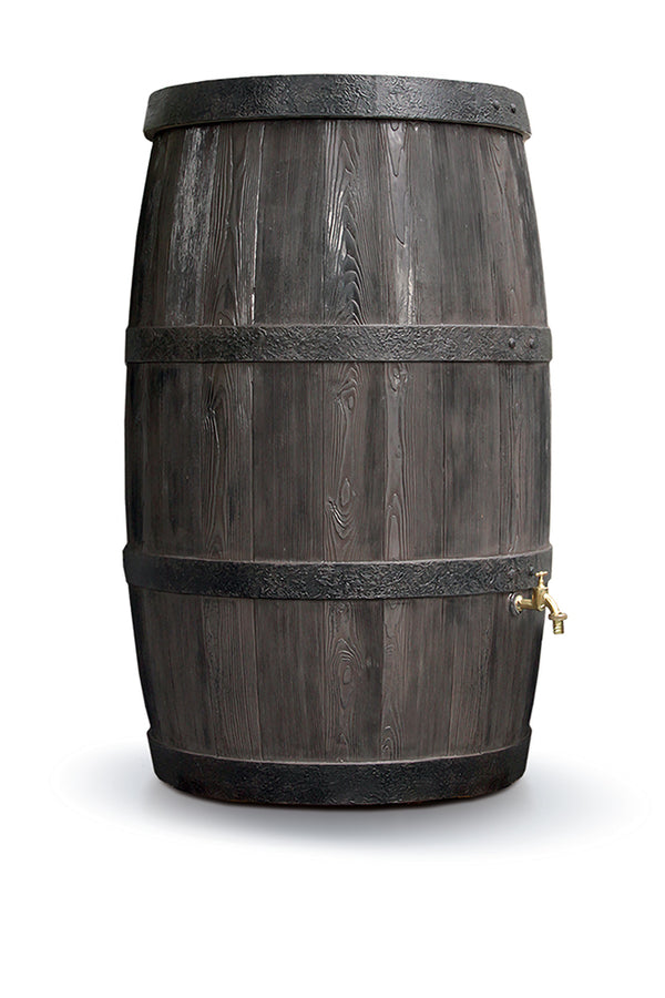 YourCasa Regentonne 500 Liter [OakRain] - Frostsicher & UV-beständig mit Zapfhahn auf weißem Hintergrund.