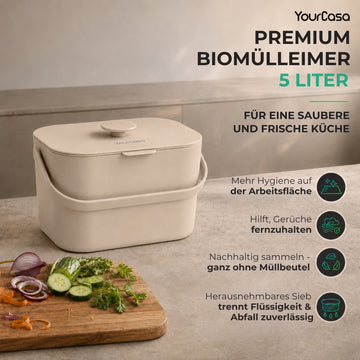 Biomülleimer 5 Liter – Küchenkomposter Geruchsdichter mit Innensieb & Deckel