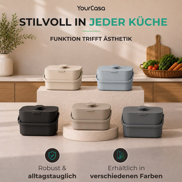 Biomülleimer 5 Liter – Küchenkomposter Geruchsdichter mit Innensieb & Deckel
