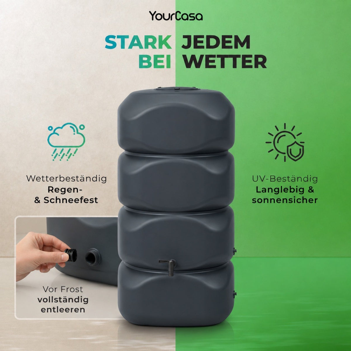 Aqua Block Regentonne wetterbeständig und UV-beständig – frostsicher bei jedem Wetter