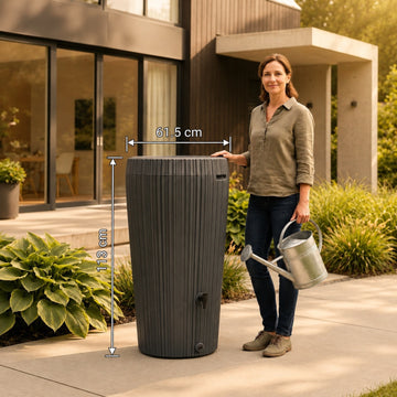 EcoVase Regentonne 210L Anthrazit Anwendungsbeispiel Garten – YourCasa