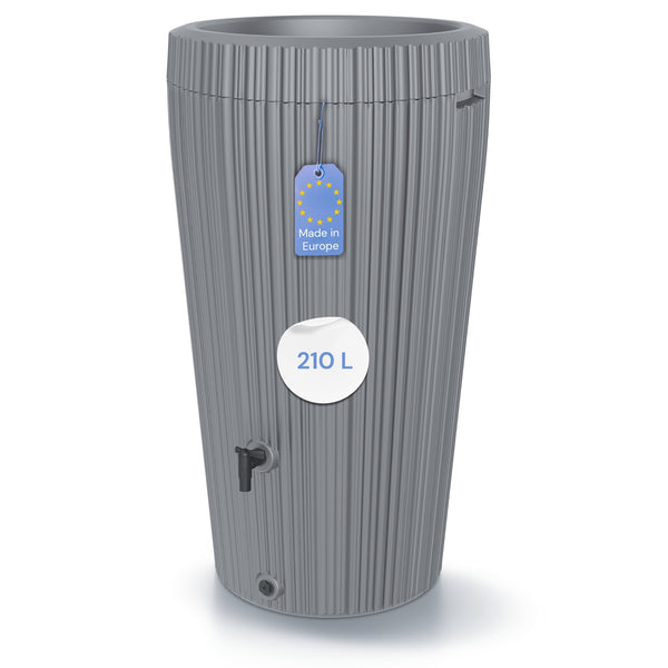 EcoVase Regentonne 210 Liter – Bepflanzbar | Mit Wasserhahn | Frostsicher