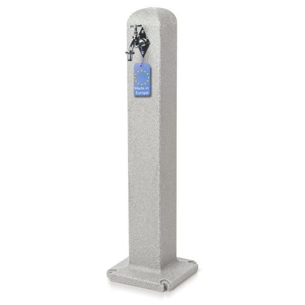 Stoneflow Wasserzapfsäule Poller Granit-Optik – 90 cm Gartenwassersäule mit Wasserhahn & Schlauchanschluss