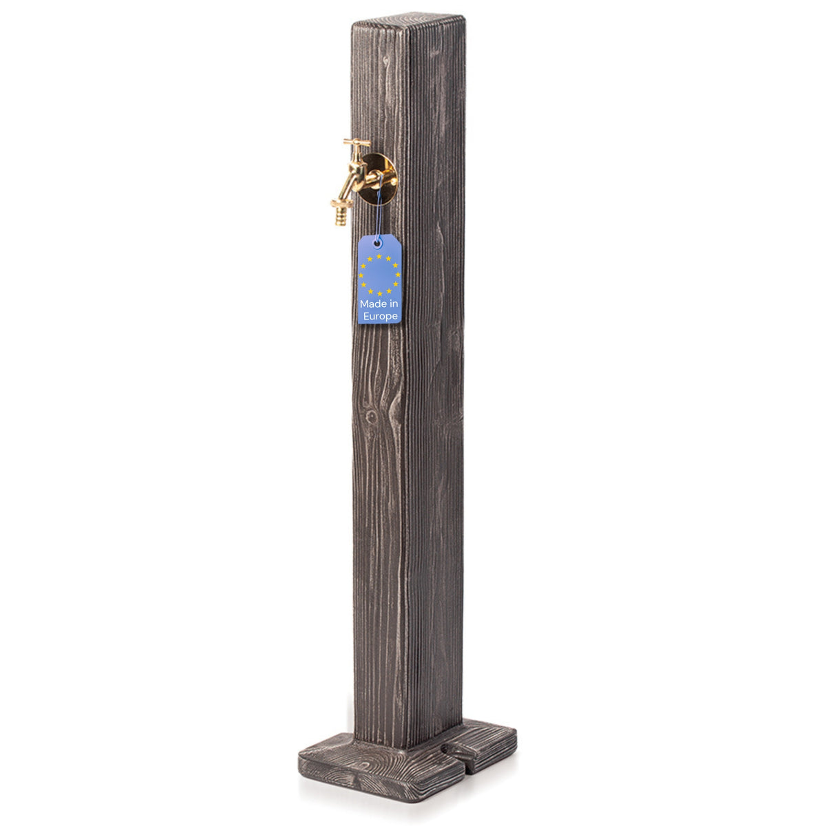 Wassersäule Garten Forest Holzoptik 100cm mit Messing-Wasserhahn – YourCasa