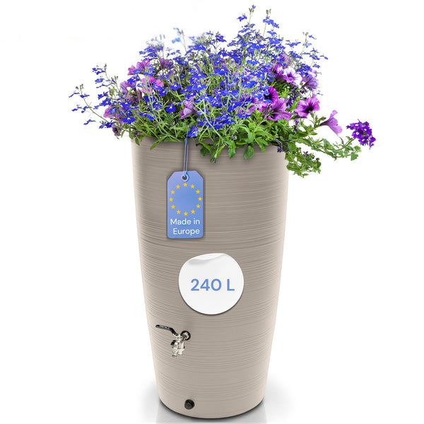 Regentonne 240 Liter [Aquasplash] – Messing Wasserhahn & Deckel