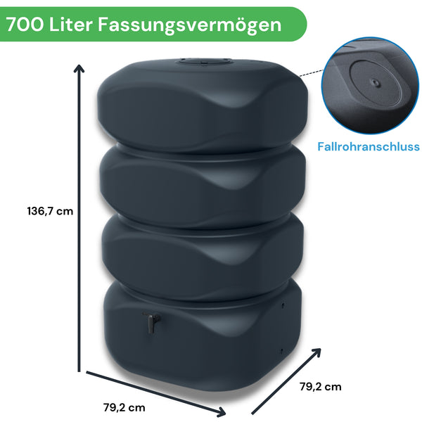 Regentonne 700 & 1000 Liter – Schlanker Wandtank für maximale Wasserspeicherung