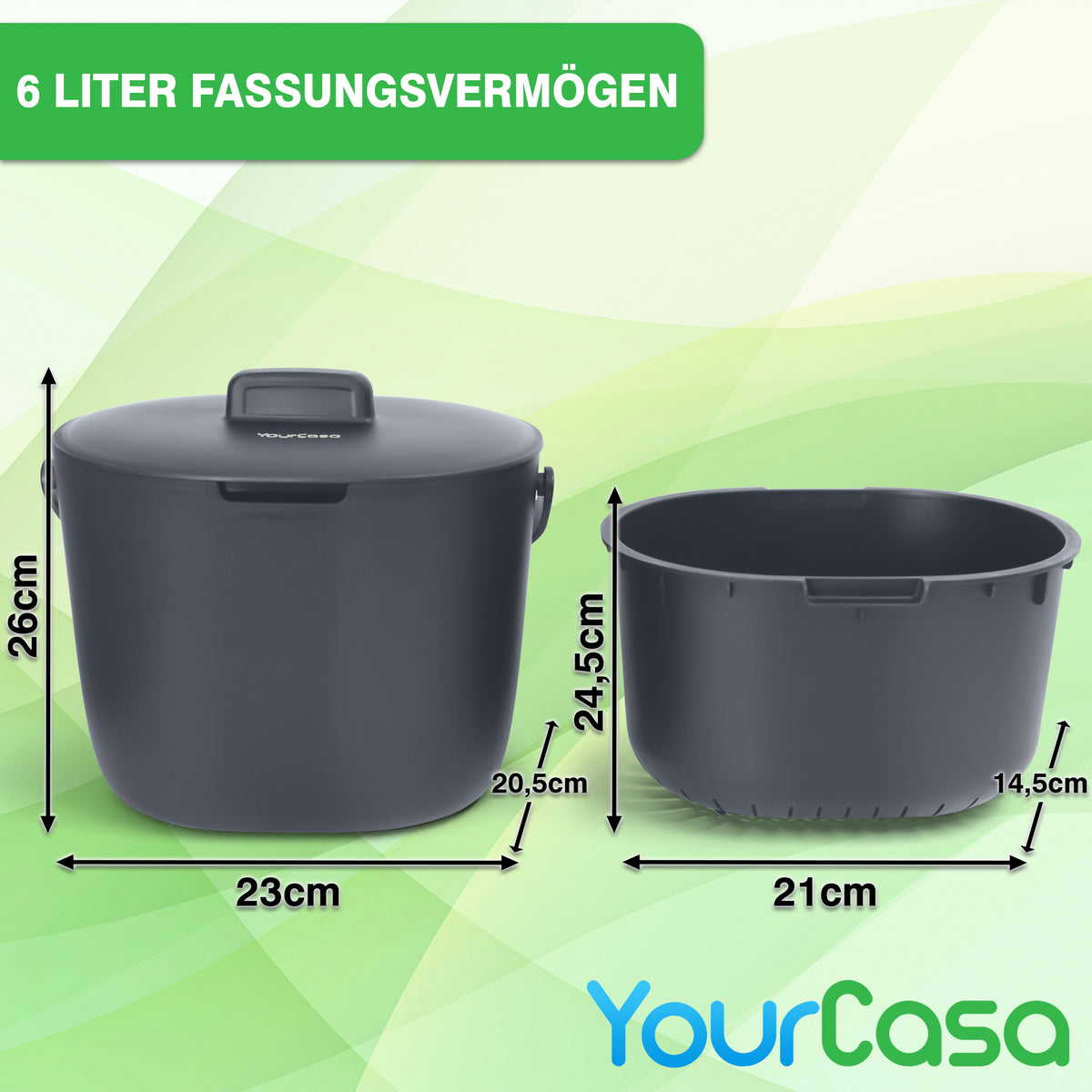 Komposteimer 6 Liter Maße Biomülleimer Küche Größe Abmessungen