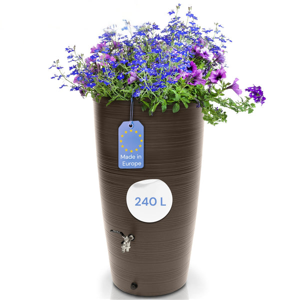 Regentonne 240 Liter [Aquasplash] – Messing Wasserhahn & Deckel