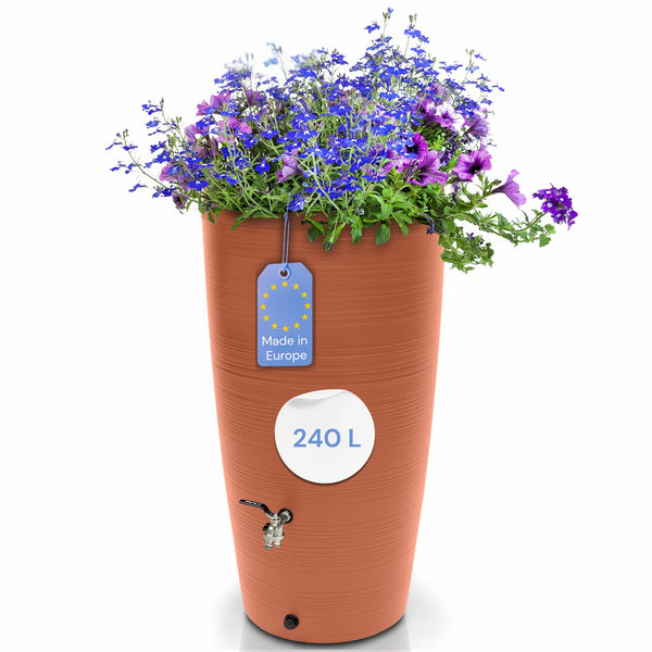 Regentonne 240 Liter [Aquasplash] – Messing Wasserhahn & Deckel
