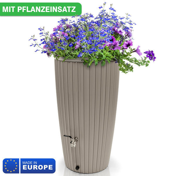 Regentonne RainCatcher 240 Liter Detailansicht Messing-Hahn – YourCasa