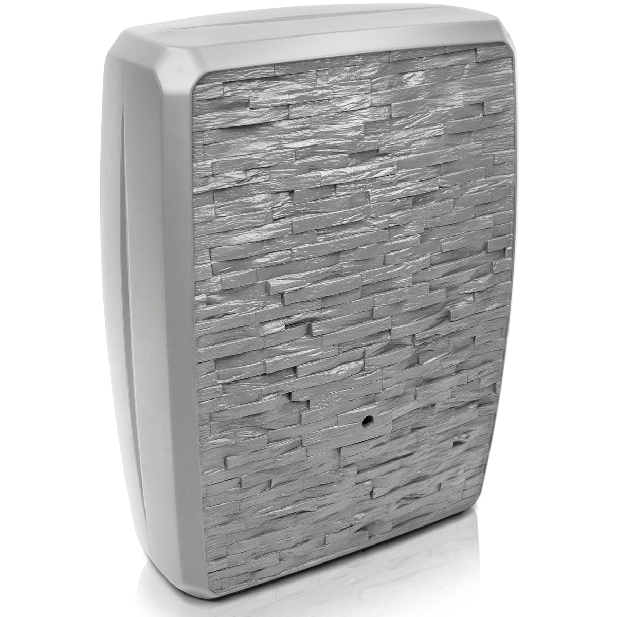 Moderner Luftreiniger mit strukturiertem Oberflächendesign, modelliert als YourCasa Regentonne 250 Liter [TwinView] – Eckig, Schmal, Platzsparend und Vielseitig, isoliert auf weißem Hintergrund von yourcisade.com.