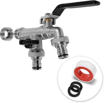 yourcisade.com Wasserhahn Garten mit Hebelgriff und zwei Schlauchgewindeanschlüssen, inkl. Gummidichtung und Unterlegscheibeinlage.