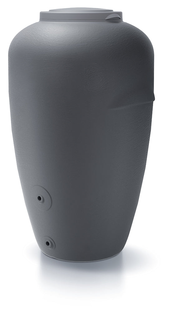 Schwarzer Regentonne 210/360/440 Liter – Amphore Design Wassertank mit geschlossenem Deckel und zwei Zapfenanschlüssen von yourcisade.com.