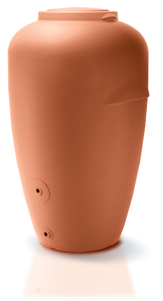 Terrakotta-Kompostbehälter mit zwei sichtbaren Lüftungsöffnungen und Regentonne 210/360/440 Liter – Amphore Design von yourcisade.com.